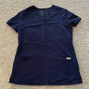 XXS Figs Casma Three-Pocket Scrub Top Navy Blue